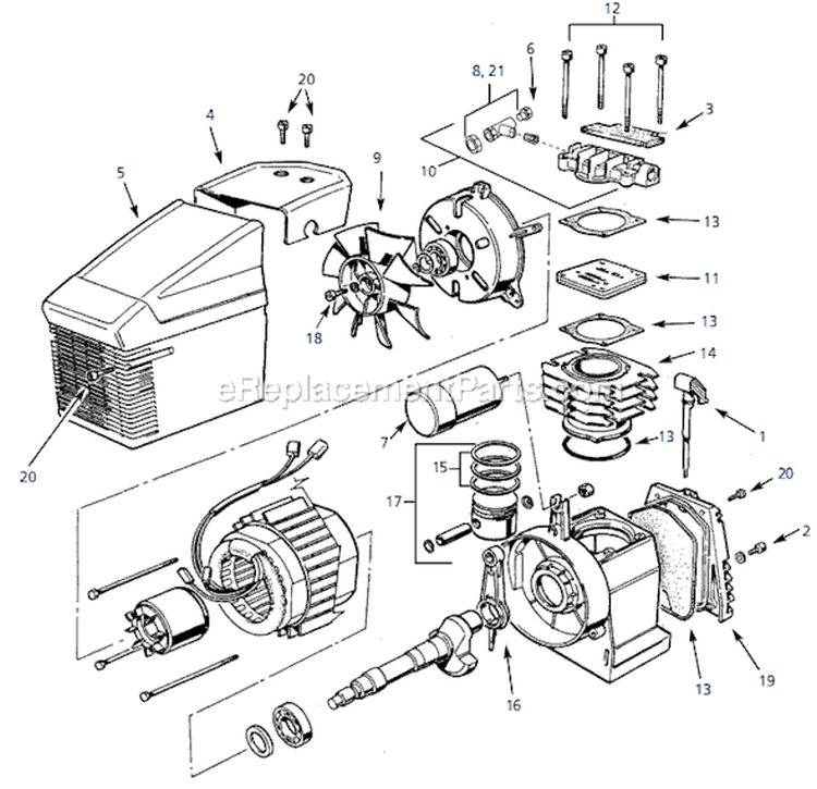 Page B Diagram and Parts List for FP200001AJ 2000 Campbell Hausfeld Compressor